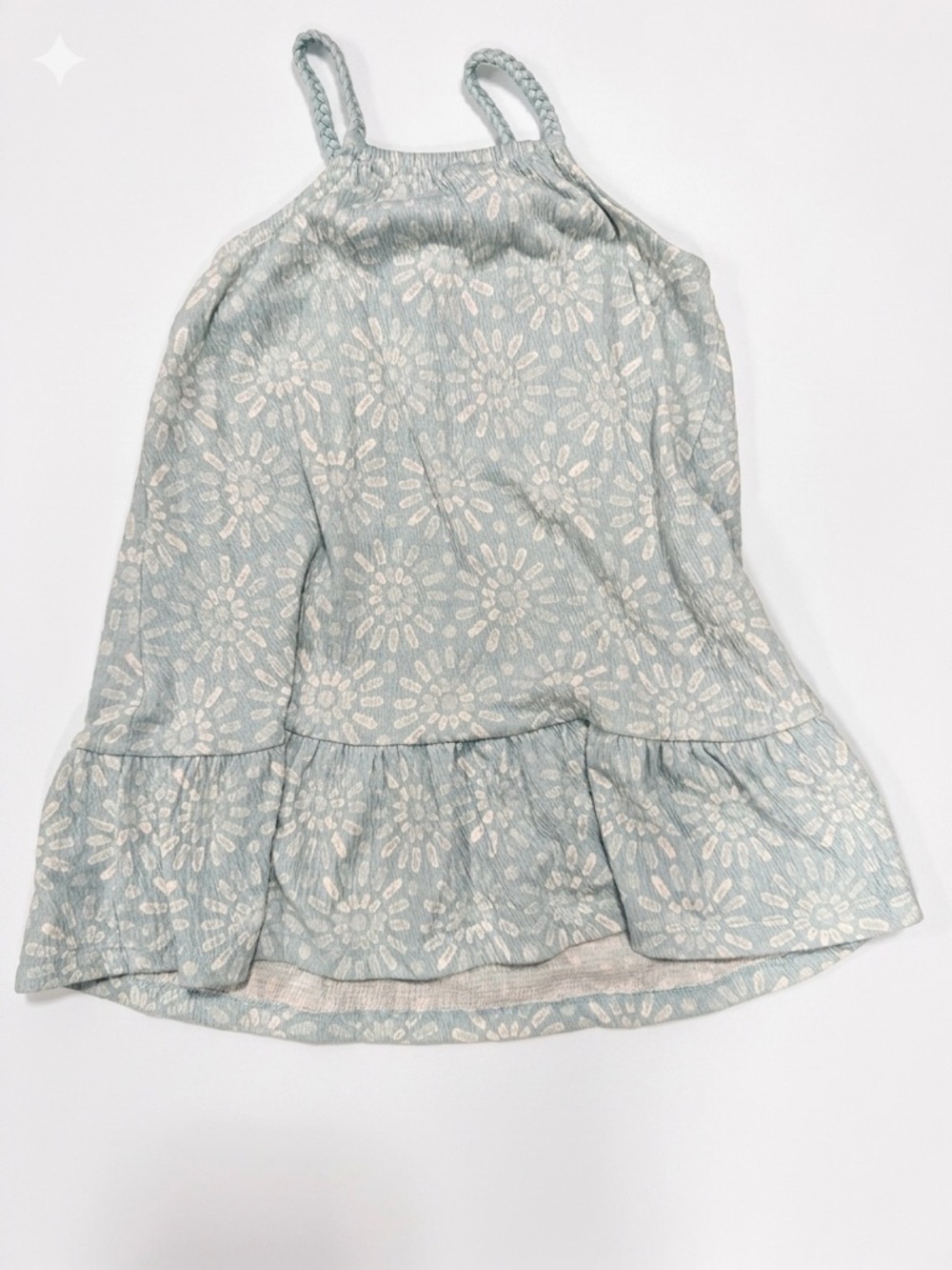 Carter’s Blue Floral Braided Strap Ruffle Hem Dress Size 4T